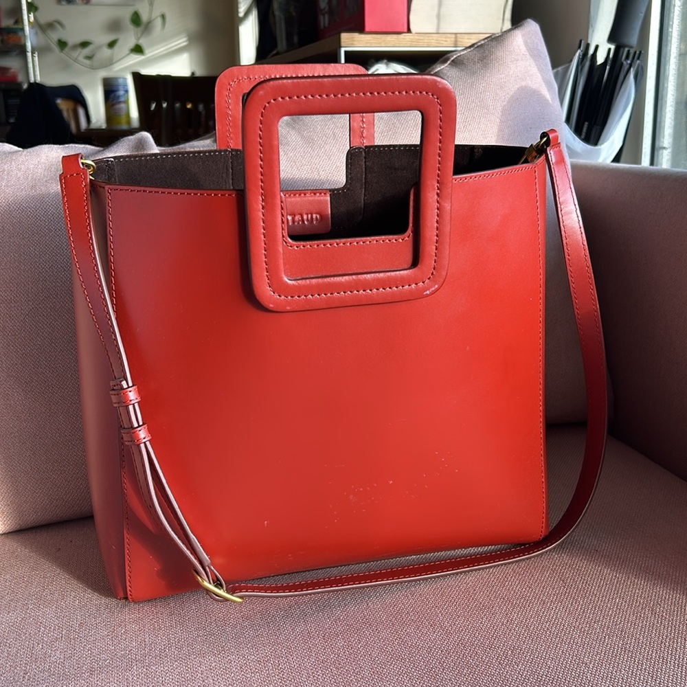 STAUD Shirley Leather Tote in Cognac - Picture 4 of 6